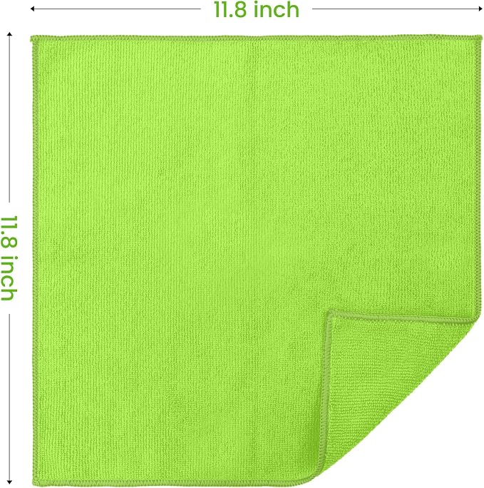 SIFANGKE Microfiber Cleaning Cloth, 12 Pack Limegreen Cleaning Rags - Image 2