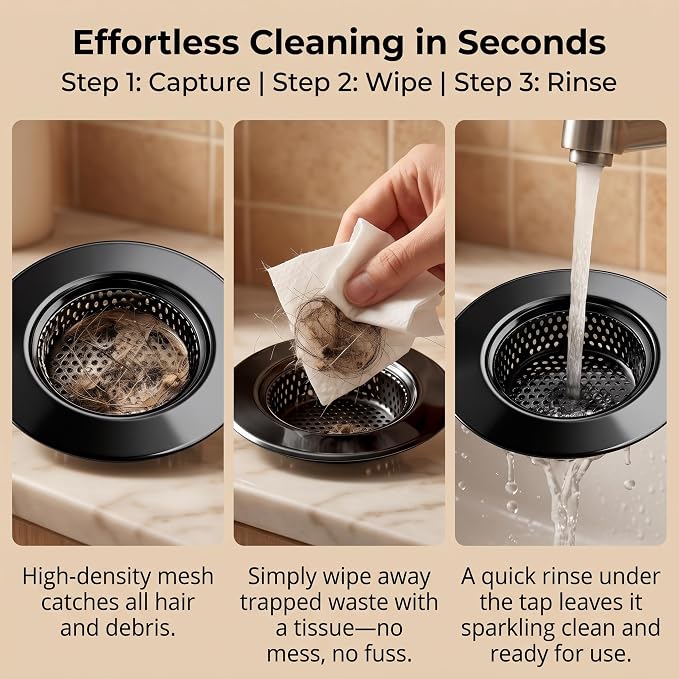 Seatery 1.75" Tub Drain Strainers, Bathtub Drain Hair Catchers, Stainless Steel - Image 8