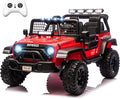 Sopbost 24V 7Ah 2 Seater Ride On Truck Ride On Toy for Big Kids Ride On Car with Remote Control Off-Road Electric Car with Shock Absorber, LED Lights, Bluetooth Music Player, EVA Tires, Red