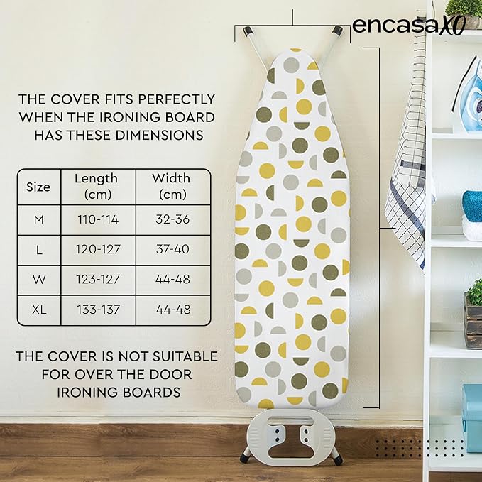 Encasa XO Ironing Board Cover and Pad, Thick Felt 49"x18" - Image 2