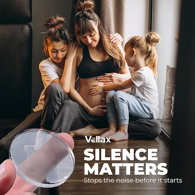 Large 2" Door Knob Wall Protectors – 6 Clear Self-Adhesive Silicone Bumper Pads in Damp Button Shape – Noise Dampening Wall & Furniture Guards by VELLAX