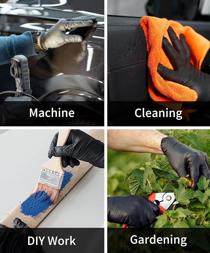 NEOTRIL 6 Mil Heavy Duty Black Nitrile Disposable Gloves, Latex Powder-Free - Image 5