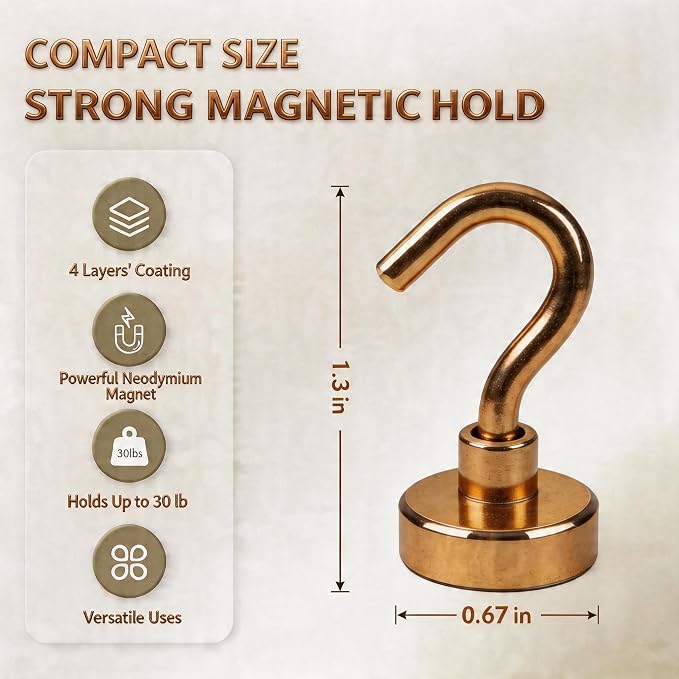 Neosmuk Magnetic Hooks, 30lb+ Heavy Duty Earth Magnets - Image 5