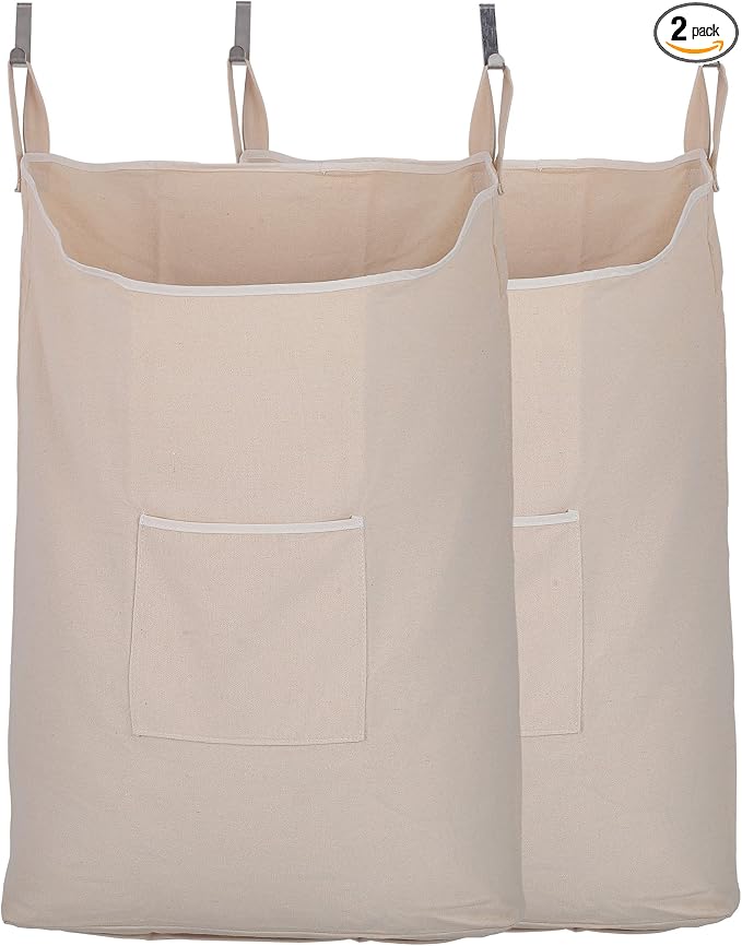 Laundry Hamper with Front Pocket, Door Hanging Laundry Bag by GORISEN