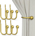 Hion Curtain Holdbacks Gold 6pcs, Curtain Tiebacks Wall Mounted Hooks | Curtain by Hion