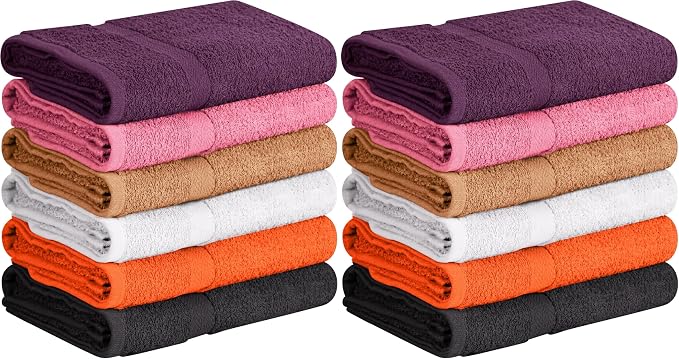 Towel and Linen Mart 100% Cotton 12 Pack Bath Towel Set, Quick Dry, Super by T+%26+L+Towel+and+Linen+Mart
