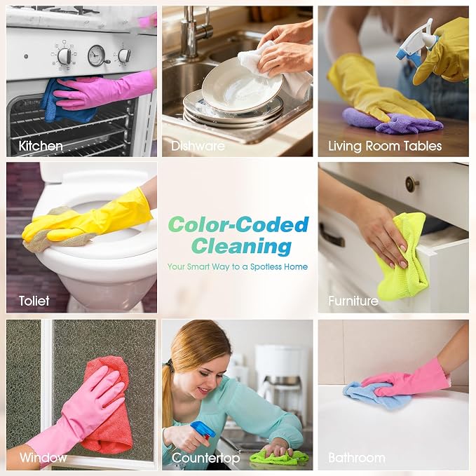 HOMEXCEL Microfiber Cleaning Cloth, 24 Pack Cleaning Rags - Image 3
