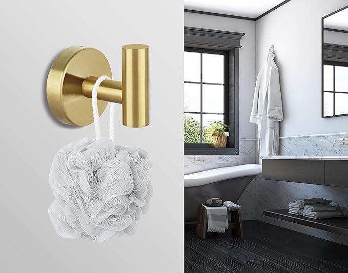 16pcs Gold BathTowel Hooks Robe Coat Bathroom Wall Hook Stainless Steel Heavy - Image 5