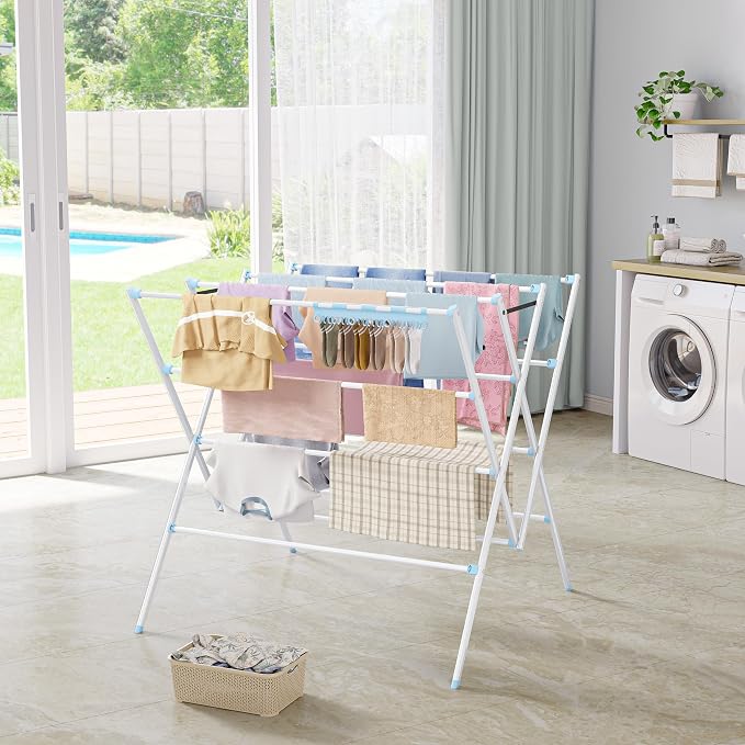 Drying Rack Clothing, 35.43in Long Drying Poles Large Clothes Drying Rack | - Image 2
