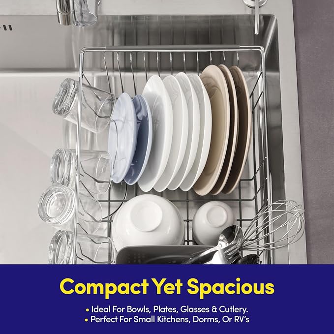 Dish Drying Rack Over the Sink Expandable to 24.5" Dish Drainer — Space-Saving - Image 6