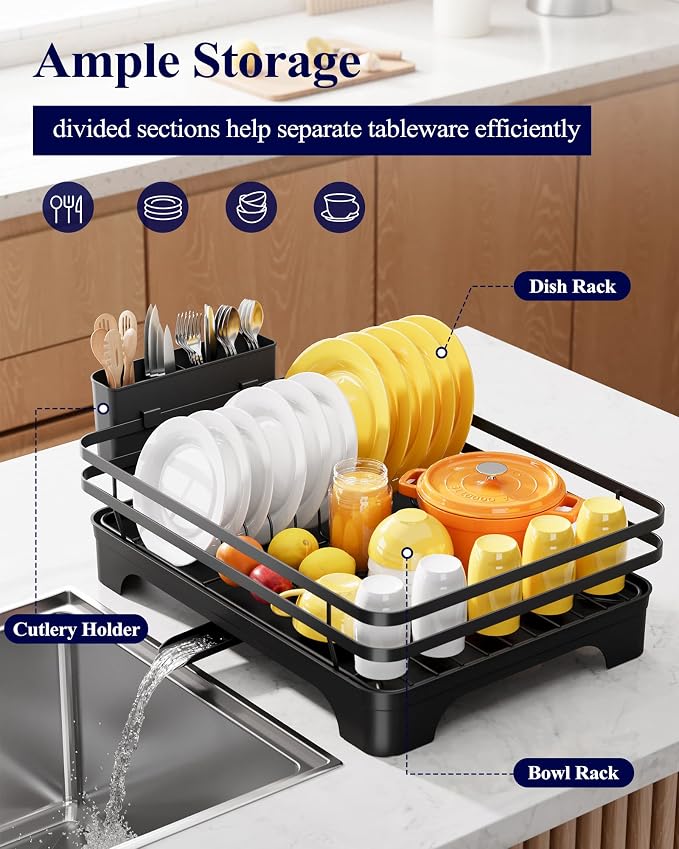 Kitsure Multi-Functional Dish Drying Rack, 15.7" x 12.0" x 5.5", Rust-Proof - Image 2