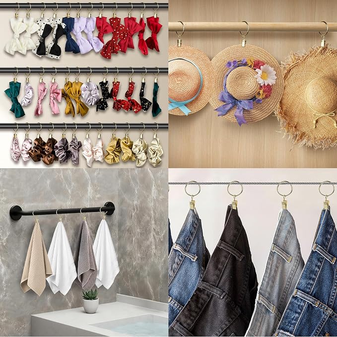 Curtain Rings with Clips, 42 Pack Metal Drapery Rings with Clips Hooks Hangers - Image 9