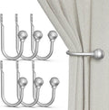 Hion Curtain Holdbacks Silver 6pcs, Curtain Tiebacks Wall Mounted Hooks | by Hion