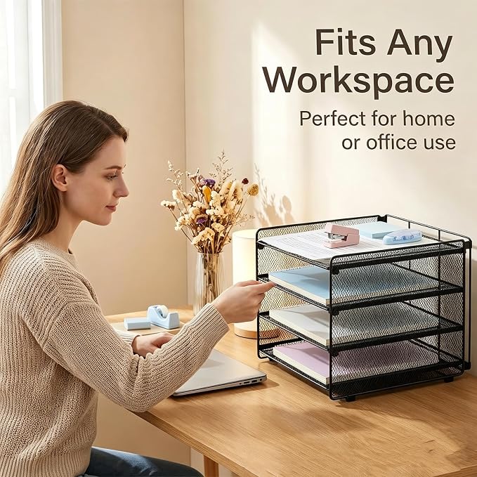 OPNICE Desk Organizer, 4-Tier Paper Organizer Letter Tray, Office Desk - Image 7