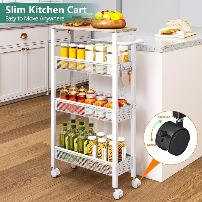 Vivihomety 4-Tier Slim Utility Rolling Laundry Cart - Image 2