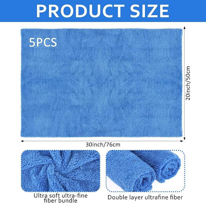 5 PCS Extra Large Microfiber Cleaning Cloth 30"x20", Washable Reusable Floor - Image 2