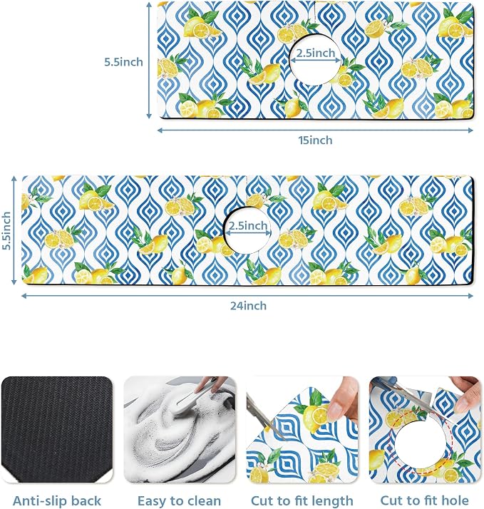 Patterned Sink Faucet Mat Kitchen Splash Guard Super Absorbent Drying Mat - Image 3