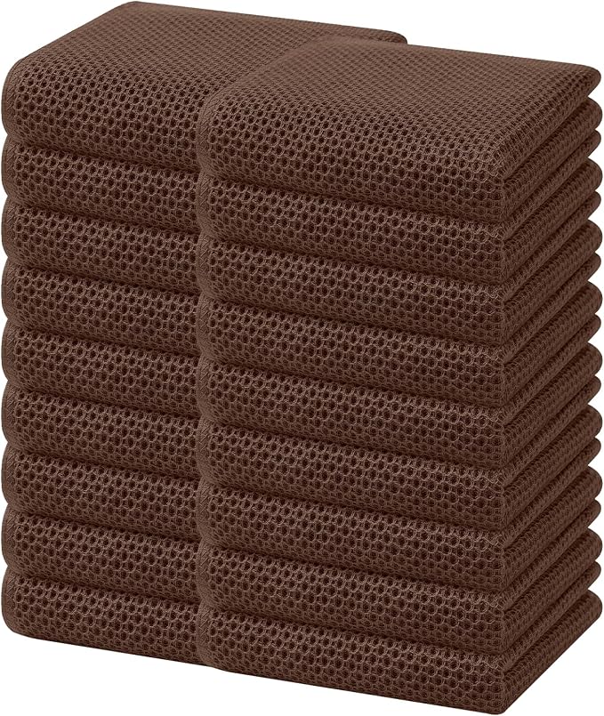 Homaxy 100% Cotton Waffle Weave Kitchen Dish Towels 18-Pack, Coffee | 13 x 28 by Homaxy