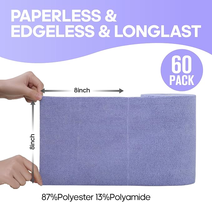 Fantasticlean Microfiber Cleaning Cloth Roll, 60 Pack, 8 x 8, Light Purple - Image 8