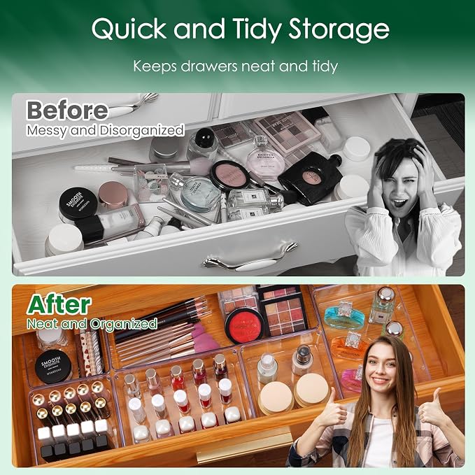 Drawer Organizer Set, Acrylic Non Slip Non Cracking Kitchen Drawer Storage Tray - Image 7