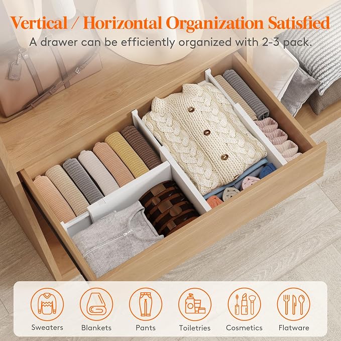 Lifewit 6" Tall Upgrade Drawer Dividers, Adjustable Deep Drawer Organizer | 16 - Image 5