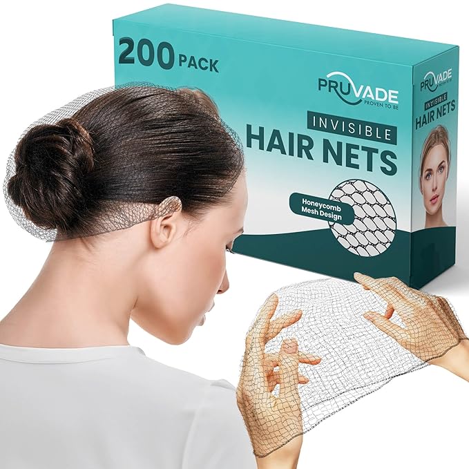 Invisible Hair Nets for Women & Men | 200 Pack | Elastic 24" Mesh Hair Net for Buns, Long Hair & Short Hair - Hairnets for Ballet Dancers, Sleeping, Wig Storage, Food Service & More