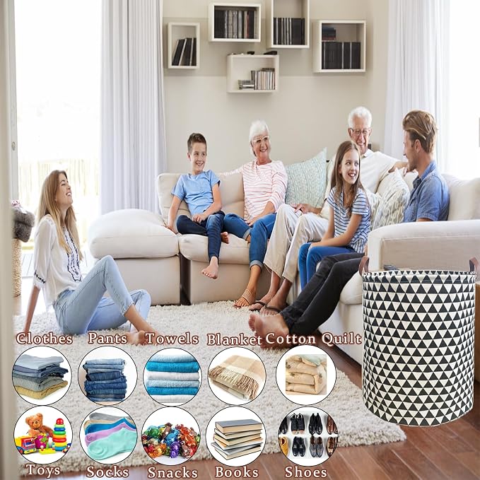 Waterproof Laundry Hamper Collapsible Laundry Basket Leather Handle Laundry Bag - Image 5
