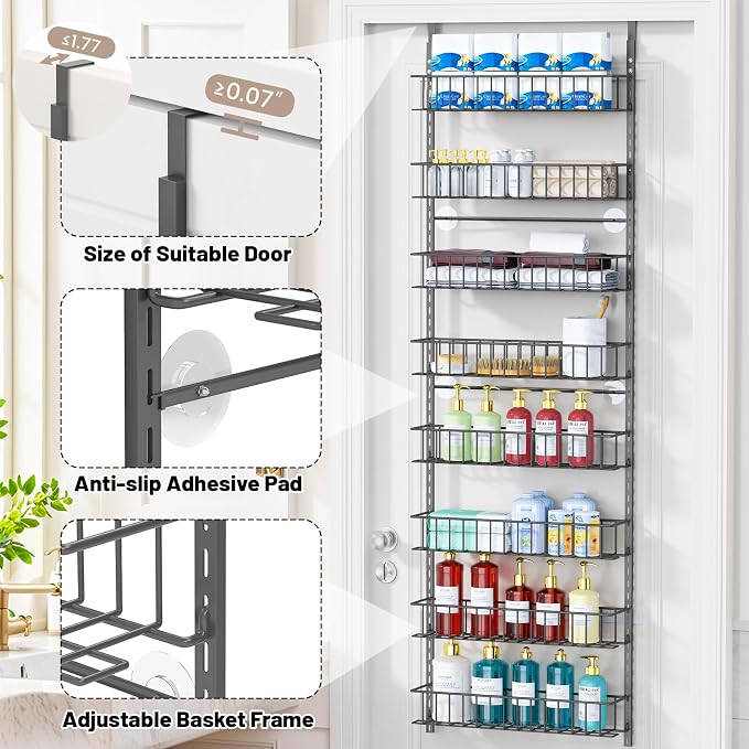 ElegantArray 8-Tier Pantry Door Organizer, Deep Gray - Image 5