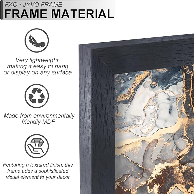 Engineered Wood 5x11 Picture Frame Set of 2, Black Frame for 5 x 11 Inch Picture Poster Photo, Light Weight 5 by 11 Frame with Wood-grain for Wall - 2 Pack/Black/5"x11"