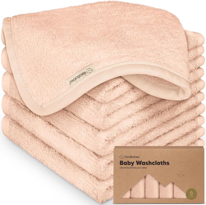 6-Pack Baby Washcloths, Soft Absorbent Washcloths by KeaBabies