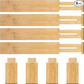 4 Pack Bamboo Drawer Dividers Organizer by BESHOF