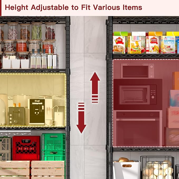 PrimeZone 6 Tier Wire Shelving with Wheels 78''H 1500lbs Storage Shelves NSF Certified Heavy Duty Steel Metal Shelf Adjustable Rolling Rack Kitchen Garage Closet Pantry Laundry 78''HX36''WX18''D 3Pcs
