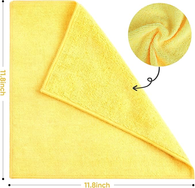 TEAWOO 10 PCS Yellow Microfiber Cleaning Cloths, Car Towels, Kitchen Towels - Image 2