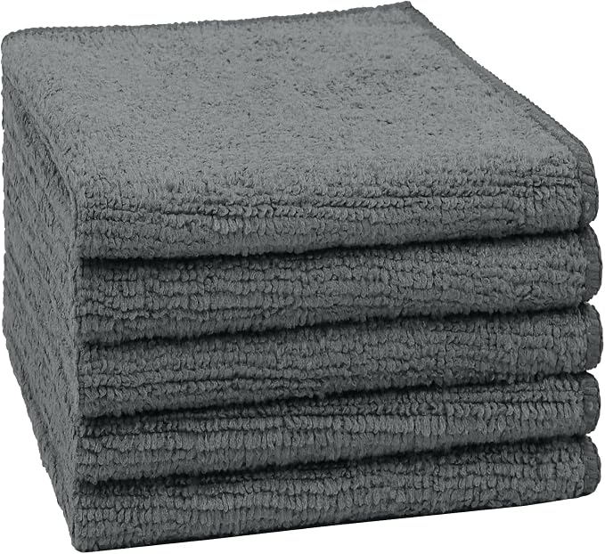 Orighty Washcloths, 5 Pack Microfiber Face Towels, 12x12 Inch Grey by AllRightinOrighty
