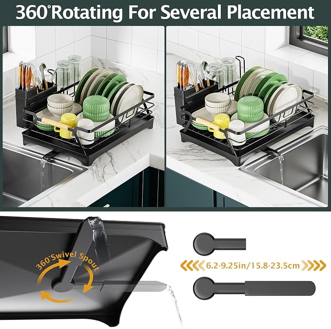Epicano Dish Drying Rack for Kitchen Counter, Large Capacity | Raised Feet - Image 6