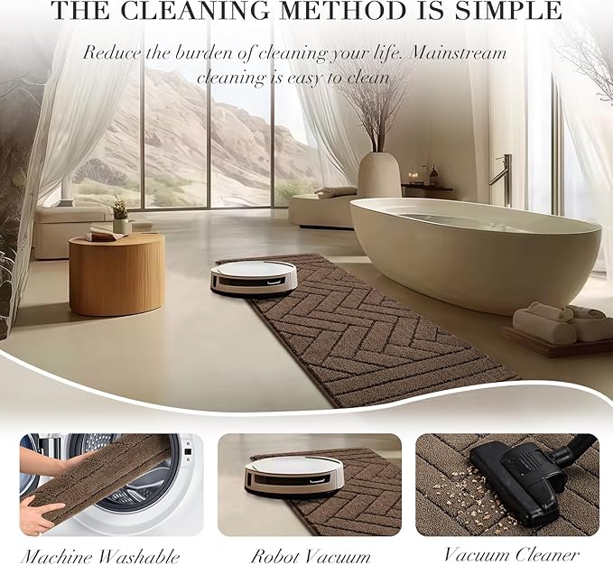 hicorfe Indoor Doormat,Front Back Door Mat Rubber Backing Non Slip Door Mats 20"x48" Absorbent Resist Dirt Entrance Doormat Inside Floor Mats for Entryway Washable Low-Profile(Camel)