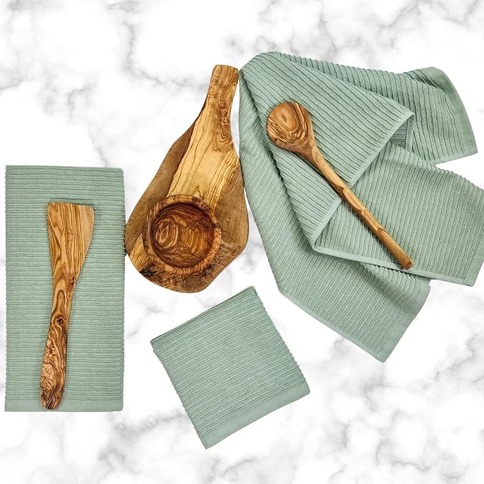 Sage Green Kitchen Hand Dish Towels, 100% Cotton - Image 9