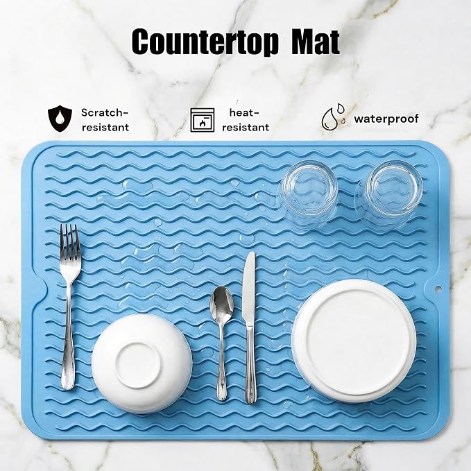 MicoYang Silicone Dish Drying Mat — Quick-Dry Ridges Counter & Sink Pad - Image 3