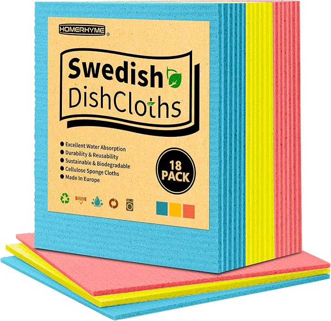 Swedish Dishcloths, 18 Pack Kitchen Towels Dish Rags, Absorbent Swedish Dish by HOMERHYME