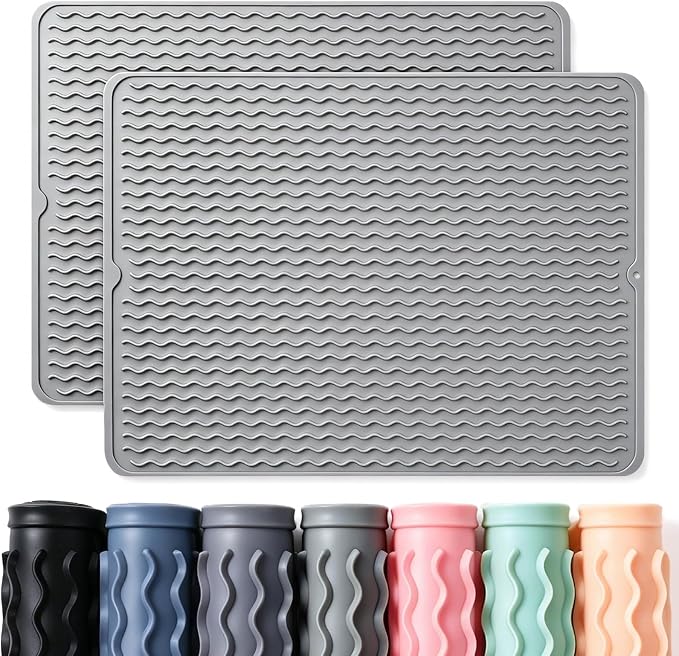 2 Pack Caketime Silicone Dish Drying Mat by CAKETIME