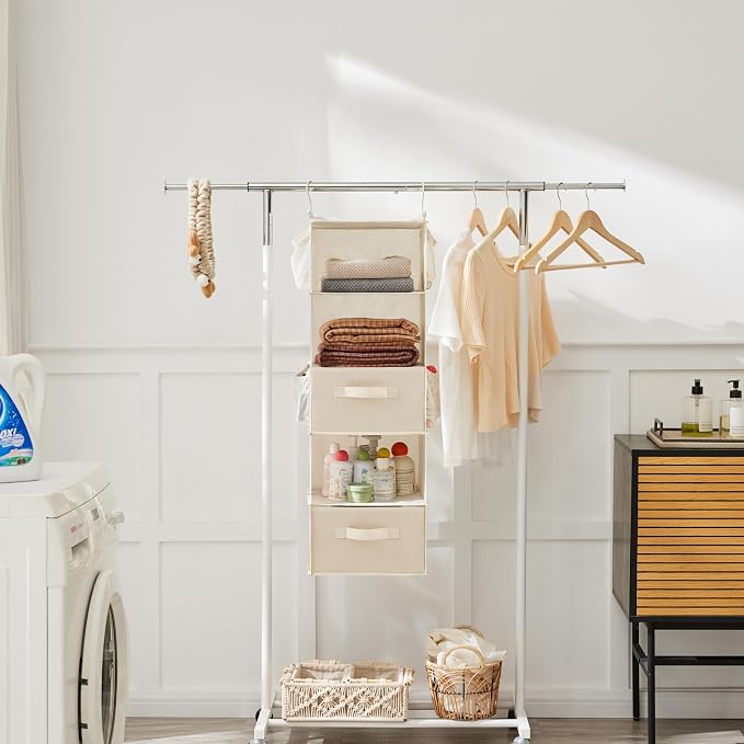 MAX Houser 5 Tier Shelf Hanging Closet Organizer, Cloth Hanging Shelf - Image 4