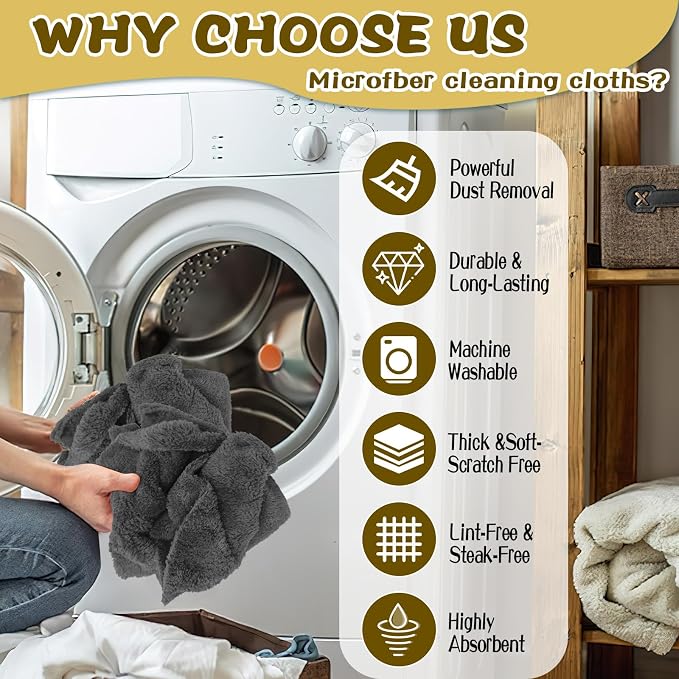 4 Pcs Extra Large Microfiber Cleaning Cloth, Lint and Streak Free - Image 3