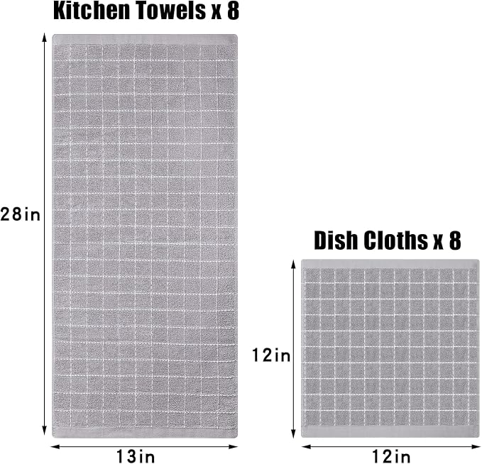 Homaxy Kitchen Towels and Dishcloths Set, Light Grey - Image 4