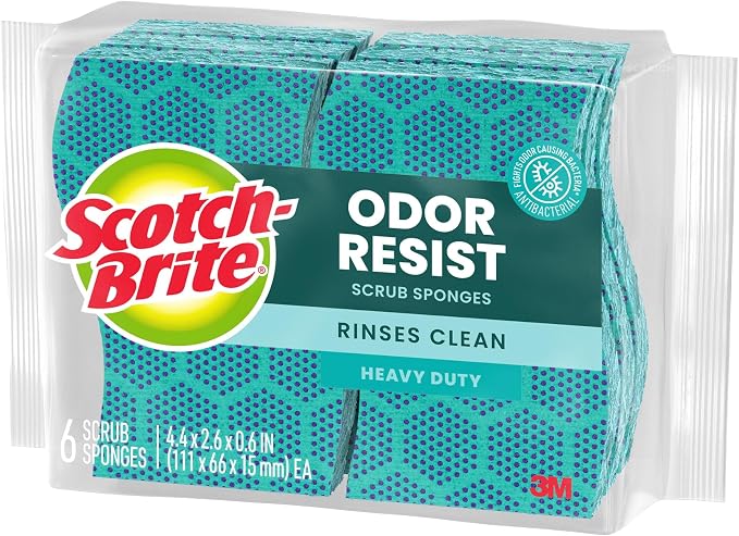 Scotch-Brite Odor Resist Heavy Duty Scrub Sponge, Dishwasher-Safe Kitchen - Image 2