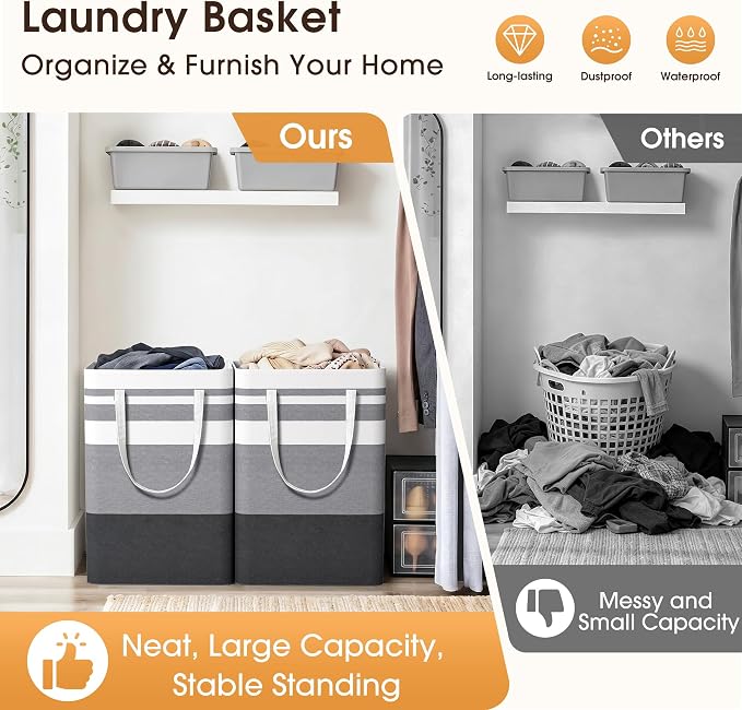 HomeHacks 2 Pack Large Laundry Baskets, Laundry Hampers Bags | Waterproof - Image 4
