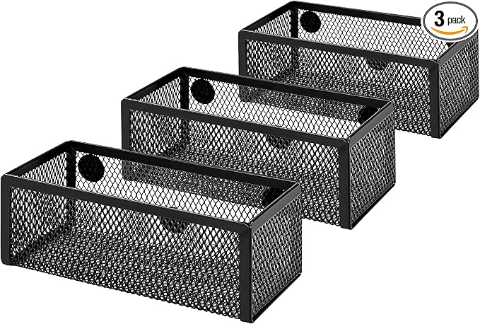 Amazon Basics Magnetic Storage Baskets, Mesh Organizers by AmazonBasics
