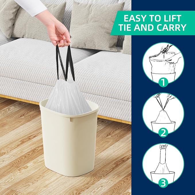 KSSKSS 2.6 Gallon Mini Drawstring Trash Bags, Small Garbage Bags by KSSKSS - Image 4