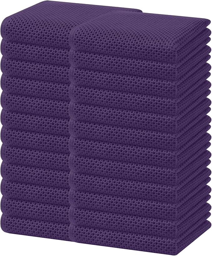 Homaxy 100% Cotton Waffle Weave Kitchen Dish Towels 24-Pack, Eggplant | 13 x 28 by Homaxy