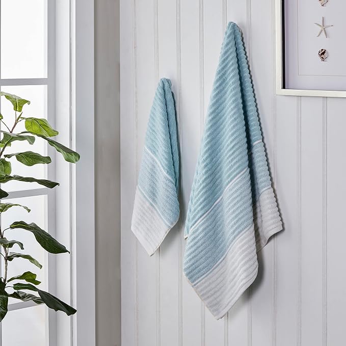 SKL Home Planet Ombre Bath Towel Set-4pc, 100% Turkish Cotton, Aqua | 2 Bath - Image 4