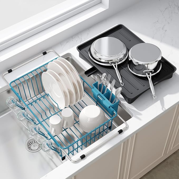 JASIWAY Blue Dish Drying Rack in Sink by JASIWAY